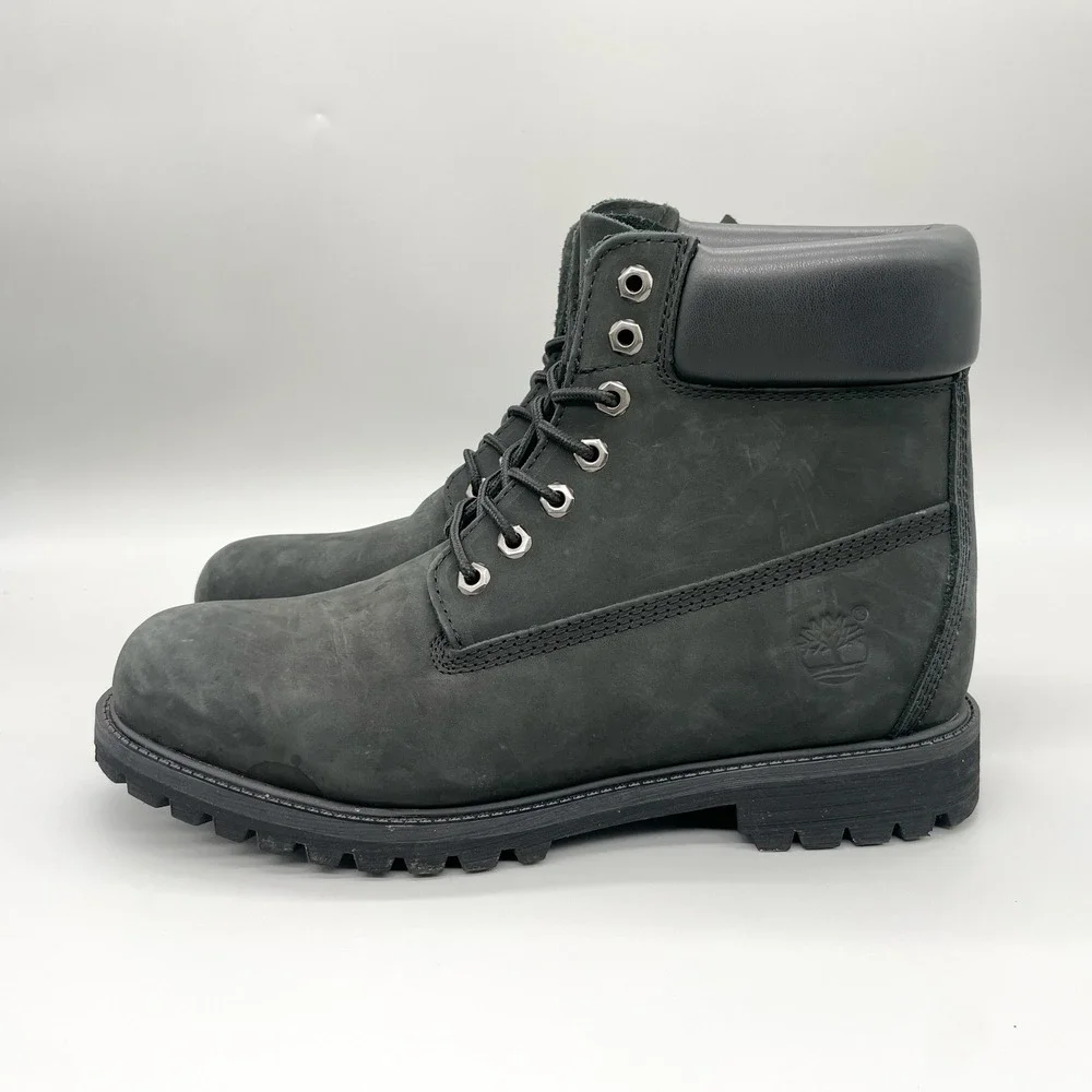 Timberland 6 Inch Classic Waterproof Boots Black Nubuck Mens 13M Work Rugged USA